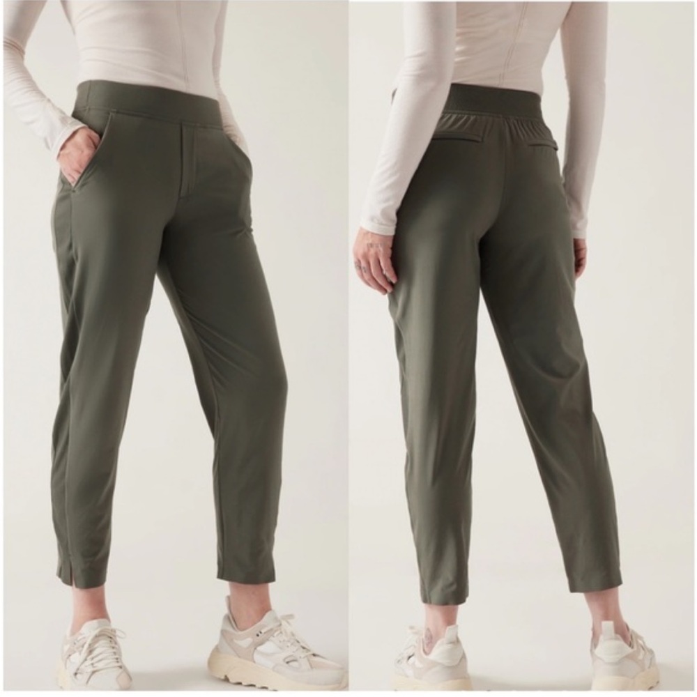 Athleta Brooklyn Army Green Elastic Waist Ankle Pants Women’s Size 20